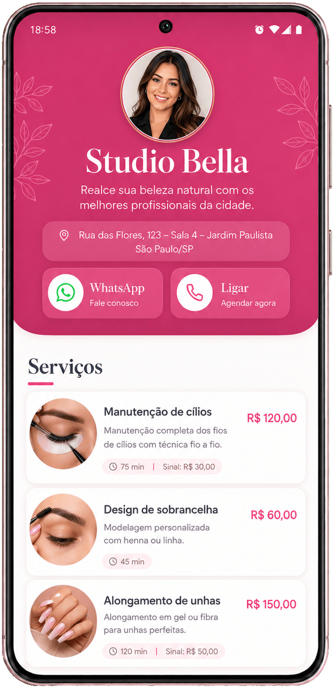 Tela de agendamento online do ClienteFica